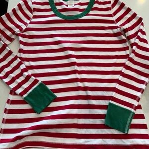 Womens Hanna Andersson Red and Green Striped Long Sleeve Tee